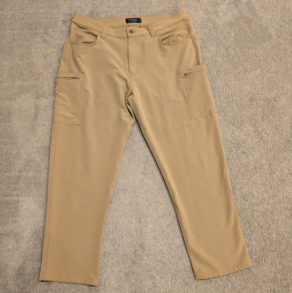 RailRiders Cargo Pants Mens Sz 36x30 Brown Tan Outdoor Hiking Stretch Versatech
